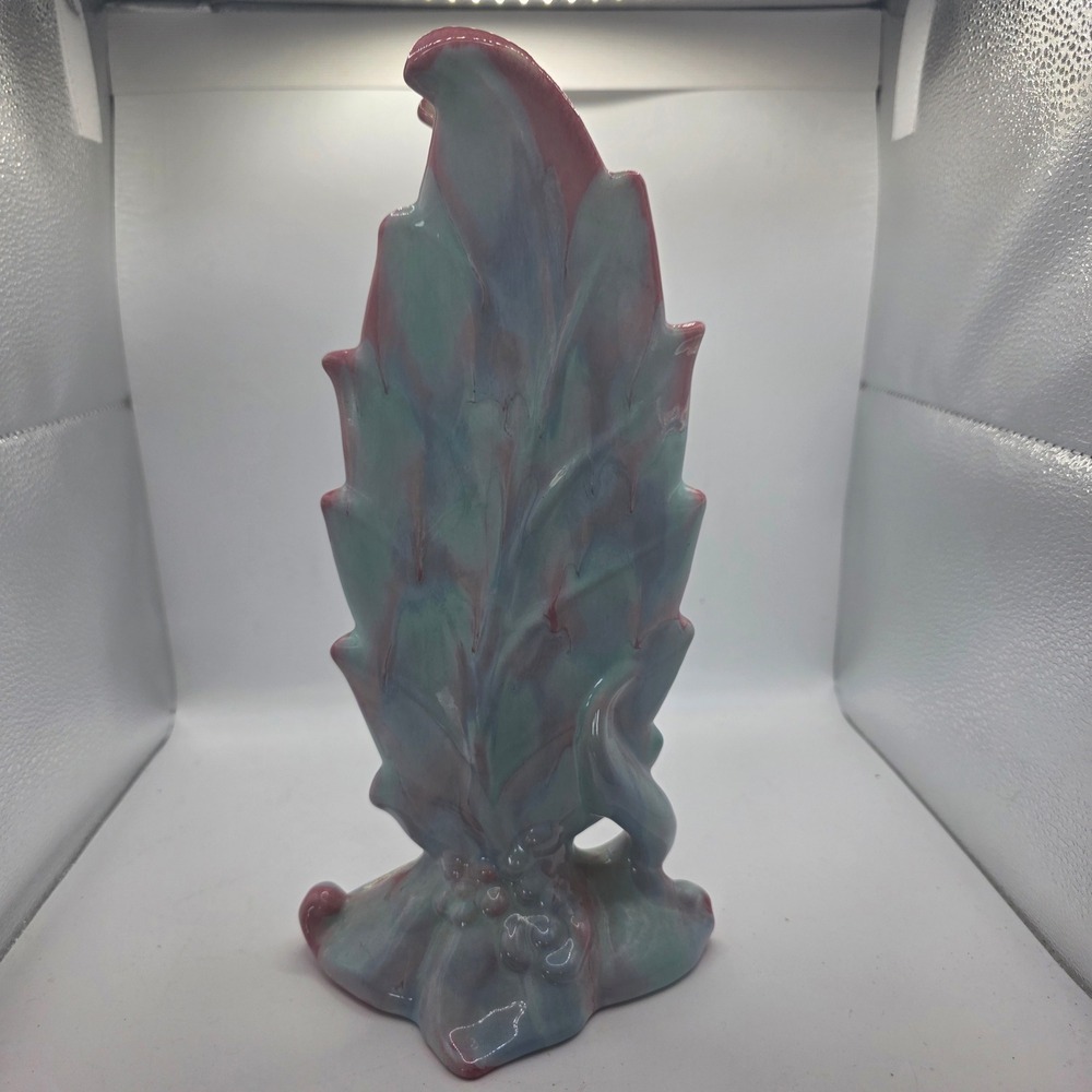 Royal Haeger Royal Hickman Leaf Vase Pink Blue Green Art Pottery USA